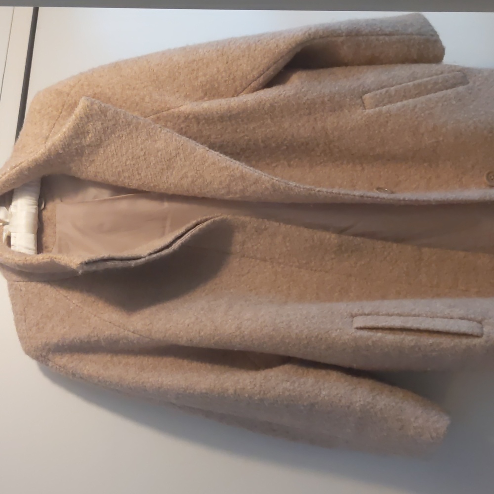 Womens Beige Wool-Blend Cozy Coat